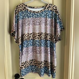 Women’s SHEIN Multicolor Leopard Print Tee; Size 4XL
